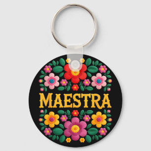 Chaveiro Mae graciosa bordado floral mexicano ditado Maestr