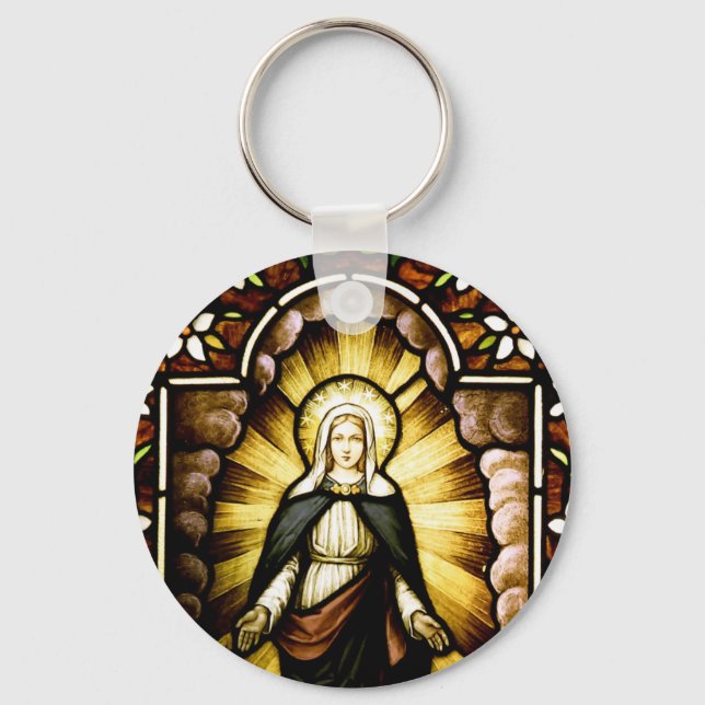 Chaveiro Mãe Maria Abençoada com um Círculo de Estrelas (Frente)