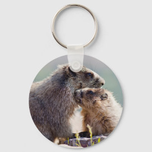 Chaveiro Mãe Marmota com Bebê