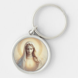 Chaveiro Mãe Mary Em Tons Brancos Suaves