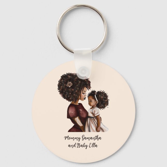 Chaveiro Mãe negra personalizada e filha (3) (Frente)