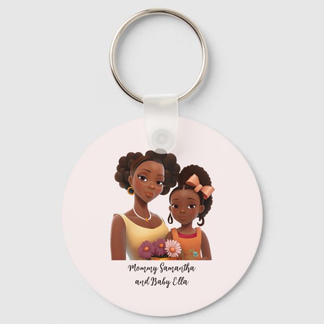 Chaveiro Mãe negra personalizada e filha (7) (Frente)