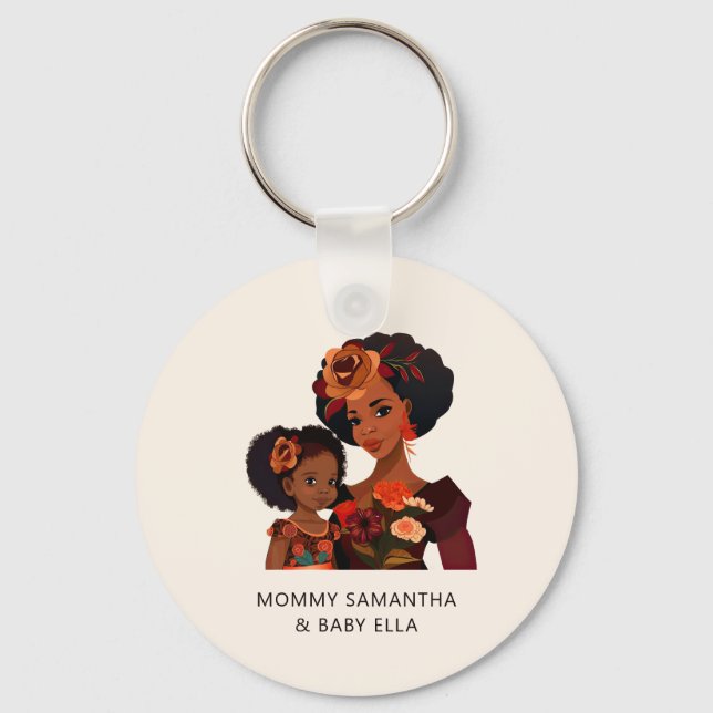 Chaveiro Mãe negra personalizada e filha (9) (Frente)