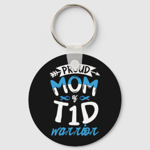 Chaveiro Mãe Orgulhosa de Guerreiro T1d para Diabete Diabét