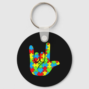Chaveiro Mãe Pai Asl Love Sign Language Autismo Consciência