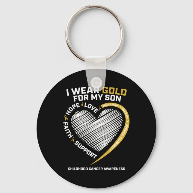 Chaveiro Mãe Pai Eu Visto Dourado Para Meu Filho Cancer De  (Frente)