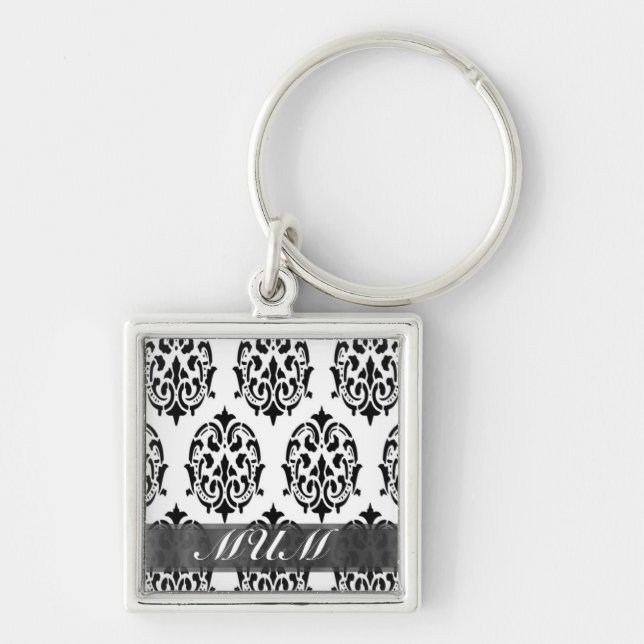 Chaveiro Mãe personalizada de damascos preto e branco (Frente)