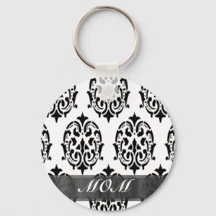 Chaveiro Mãe personalizada de damascos preto e branco