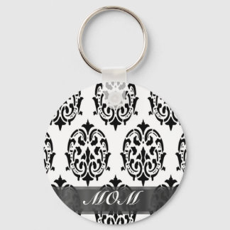 Chaveiro Mãe personalizada de damascos preto e branco