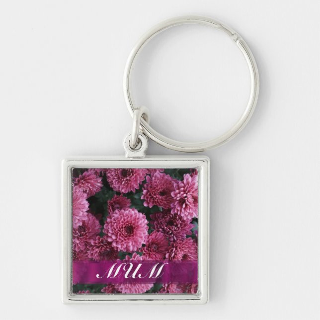 Chaveiro Mãe personalizada de flor rosa (Frente)