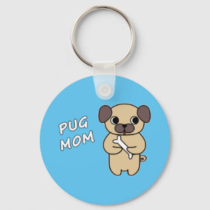 Chaveiro MÃE PUG - Azul Céu