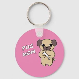 Chaveiro MÃE PUG - Rosa