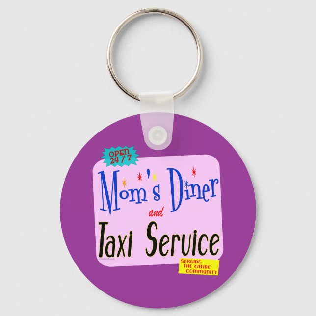 Chaveiro Mães Diner e Taxi Service Engraçado Dizendo (Frente)