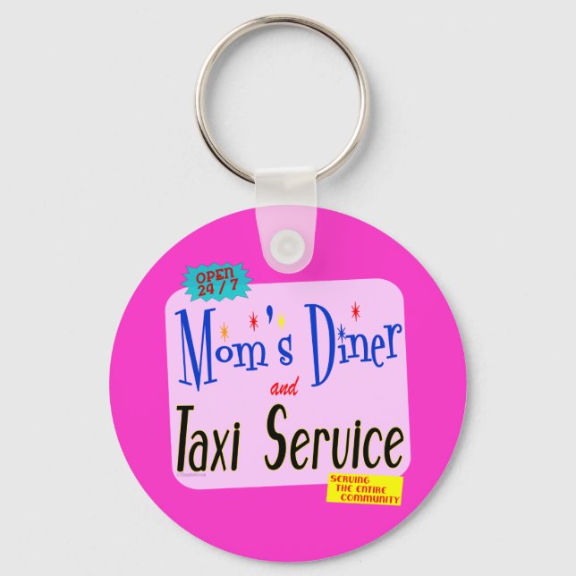 Chaveiro Mães Diner e Taxi Service Engraçado Dizendo (Frente)