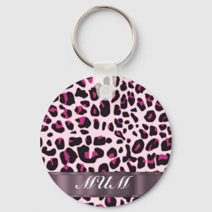 Chaveiro Mães personalizadas de impressão leopardo rosa