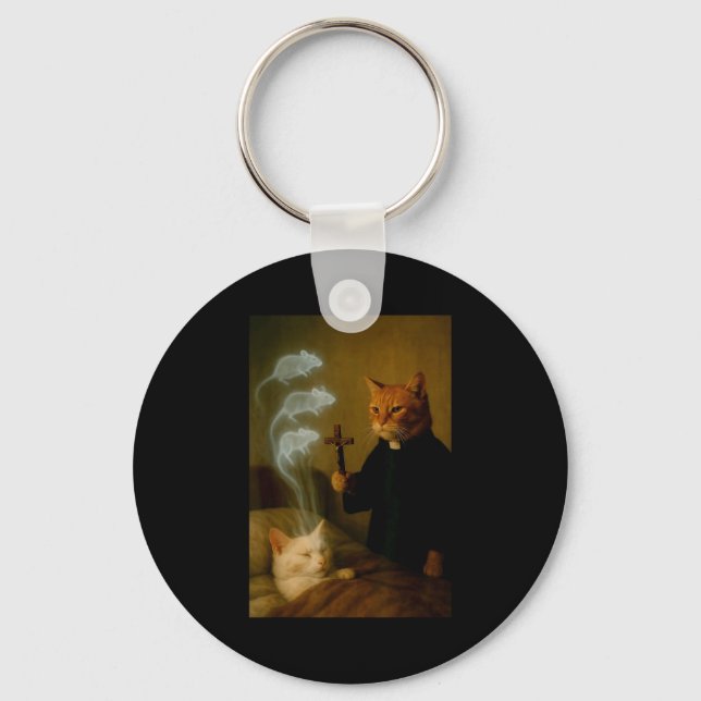Chaveiro Mage Cat Meme Cat Exorcism Mouse Funny Fantasy Hum (Frente)