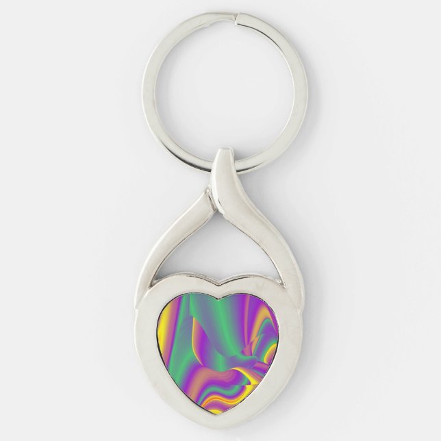 Chaveiro Magia das cores, Abstrato 3D Rainbowart (Frente)