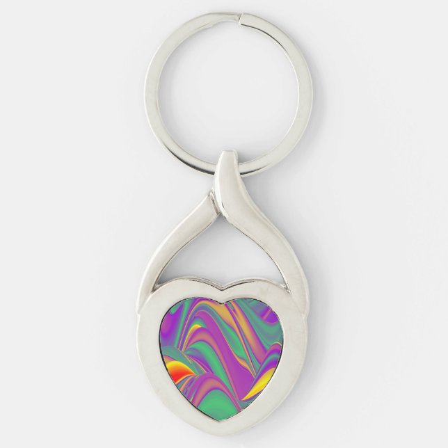 Chaveiro Magia das cores, Abstrato 3D Rainbowart (Frente)