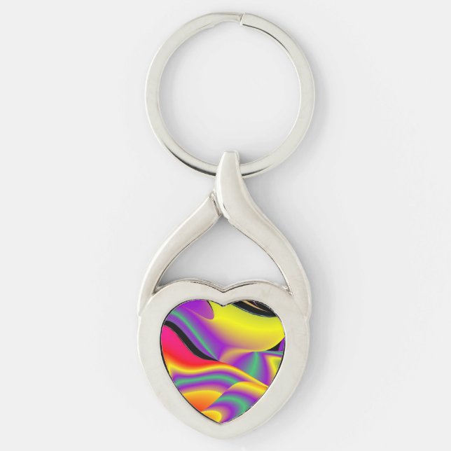 Chaveiro Magia das cores, Abstrato 3D Rainbowart (Frente)