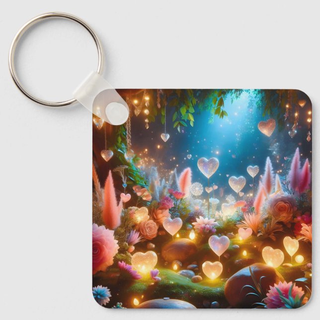 Chaveiro Magical Glowing Flowers Heart Garden  (Frente)