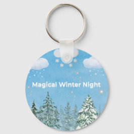 Chaveiro "Magical Winter Nights: Snow-Covered Trees & Shini