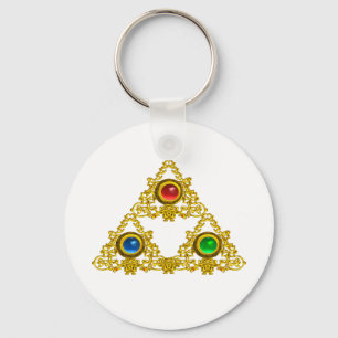 CHAVEIRO MÁGICO ELFIC TALISMAN/DOURADO TRIÂNGULO COM GEMSTO