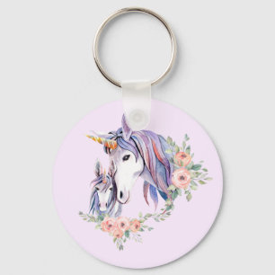 Chaveiro Magnética Unicorn Mãe e Bebê Watercolor