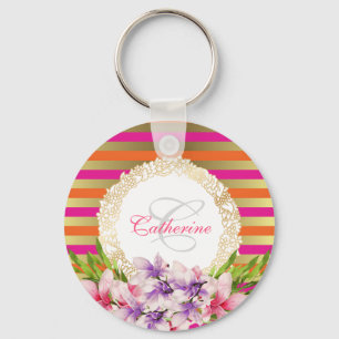 Chaveiro Magnolia Personalizada de Cor de Água Púrpura e 