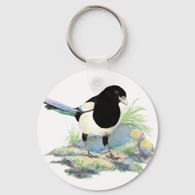 Chaveiro Magpie - Ave Aquarela (Frente)