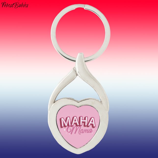 Chaveiro MAHA Mama, Torne a América saudável novamente 🇺 r (Pink heart MAHA Mama, Make America Healthy Again Key Chain)