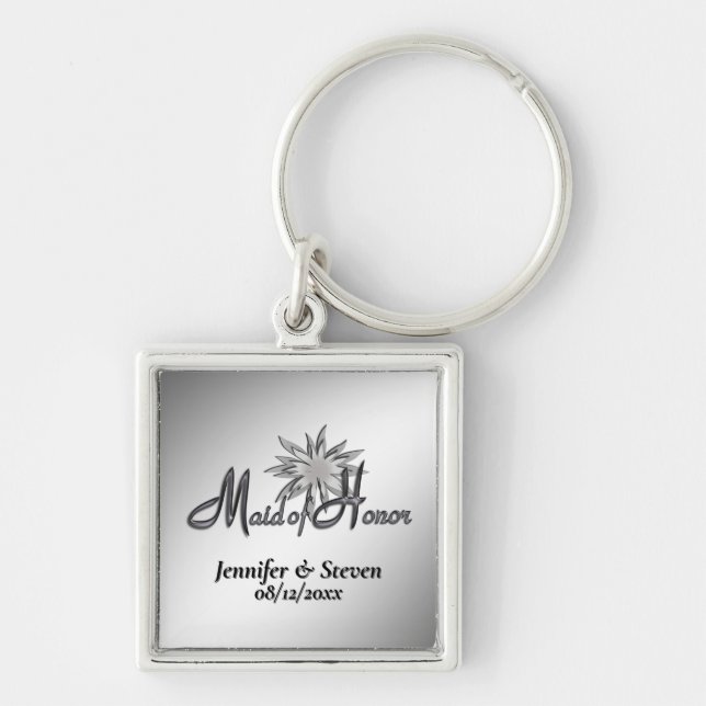 Chaveiro Maid of Honor Black and White Custom Keychains (Frente)