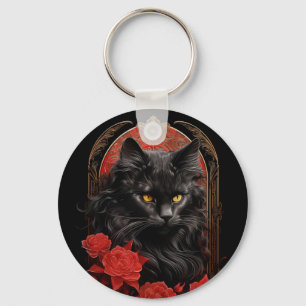 Chaveiro Maine Coon cat com flores