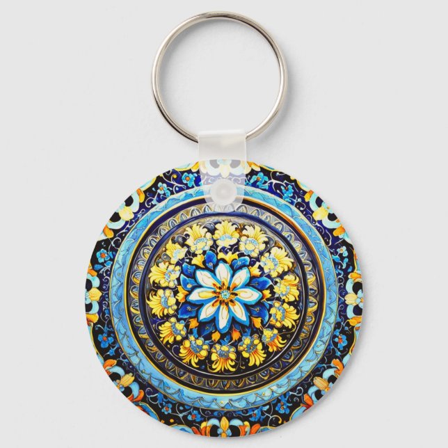 Chaveiro Maiolica Floral espanhola italiana medieval (Frente)