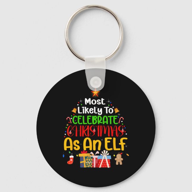 Chaveiro Mais propenso a celebrar o Natal como elfo (Frente)