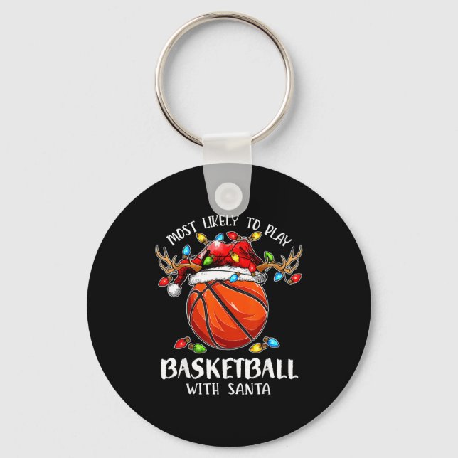 Chaveiro Mais Propenso a Jogar Basquete com o Papai Noel Na (Frente)
