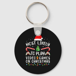 Chaveiro Mais Propenso a Jogar Video Games Xmas Família Cor