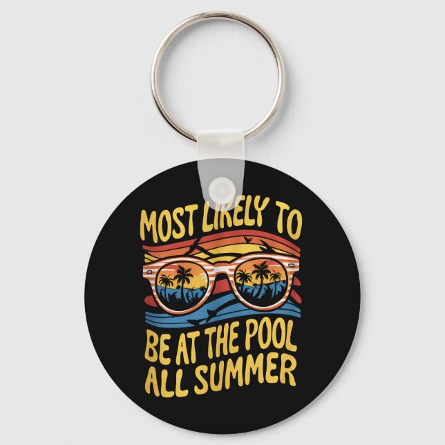 Chaveiro Mais Provável De Estar Na Piscina Todo O Verão (Frente)