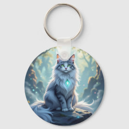 Chaveiro **Majestic Fantasy Cat with Mystical Aura – High F