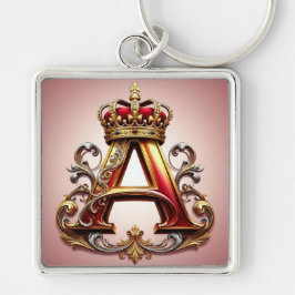 Chaveiro Majestic Ornate Letter A with Crown
