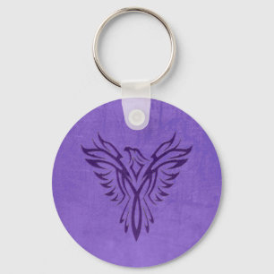 Chaveiro Majestic Purple Phoenix Rising, leather texture