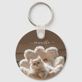 Chaveiro Majestic white cat lover