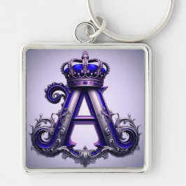 Chaveiro Majestosa Letra A Ornamentada com Coroa