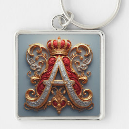 Chaveiro Majestosa Letra A Ornamentada com Coroa