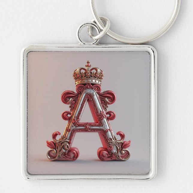 Chaveiro Majestosa Letra Ornada A com Coroa (Frente)