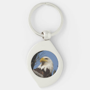 Chaveiro Majestosa Patriótica Mature Bald Eagle Head fecha