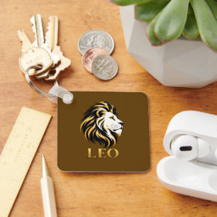 Chaveiro Majestoso Leão Signo Zodiacal Ouro & Preto Persona
