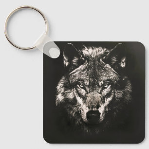 Chaveiro Majestoso Lobo Selvagem Monocromático