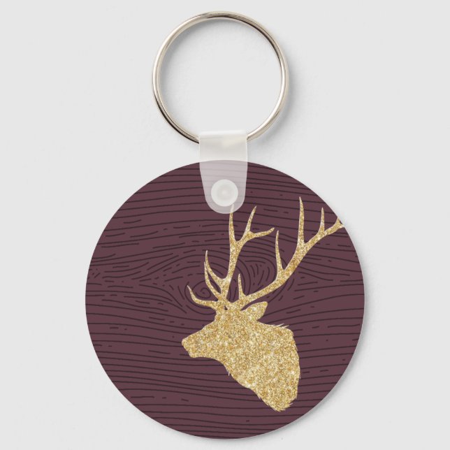 Chaveiro Majexpressa Deer Antlers Sillouette Dourada (Frente)
