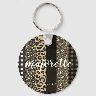 Chaveiro Majorette Faux Cheetah e Glitter personalizados