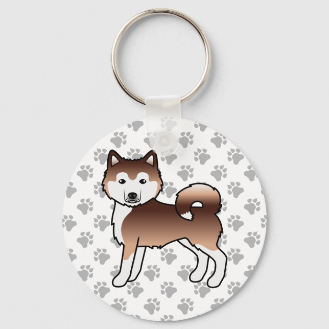 Chaveiro Malamute do Alasca Vermelho Cachorro de Desenho An (Frente)